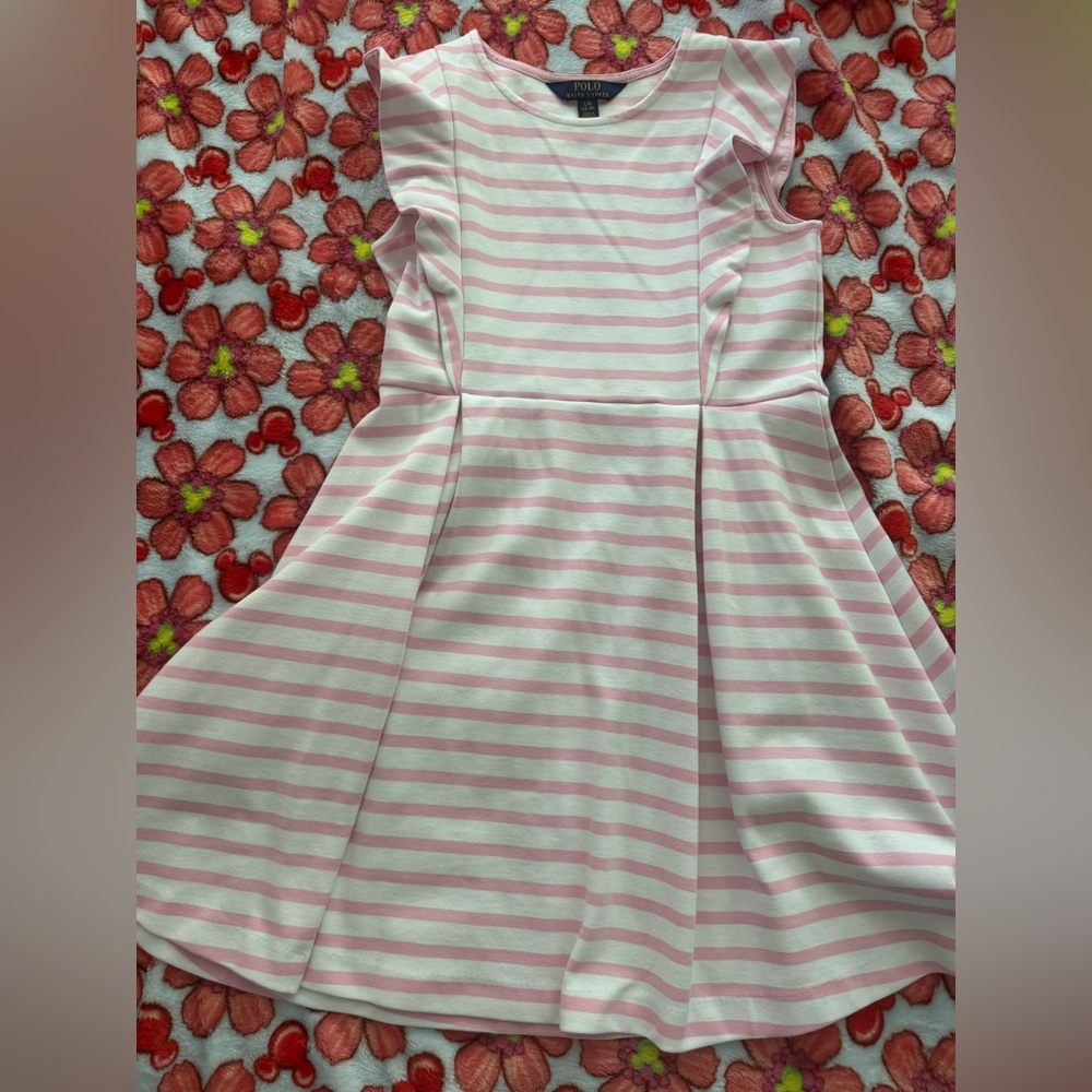 Polo by Ralph Lauren Pink & White Striped Girls Dress